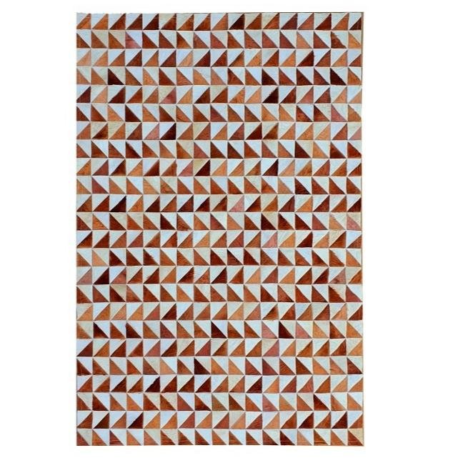 Handmade Genuine Cowhide Patchwork Area Rug Hair On Leather Carpet Brown White Home Office Floor Mat Custom OEM ODM Wholesale